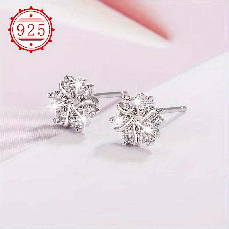 925 Silver Snowflake Earrings Set - Elegant Hypoallergenic Design